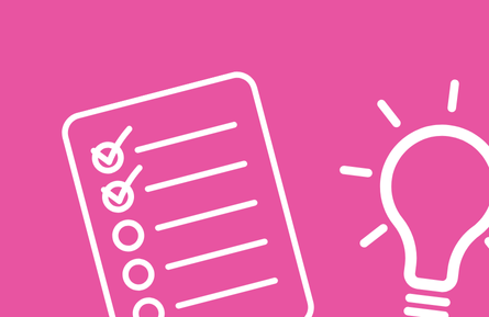 Checklist and lightbulb icons.