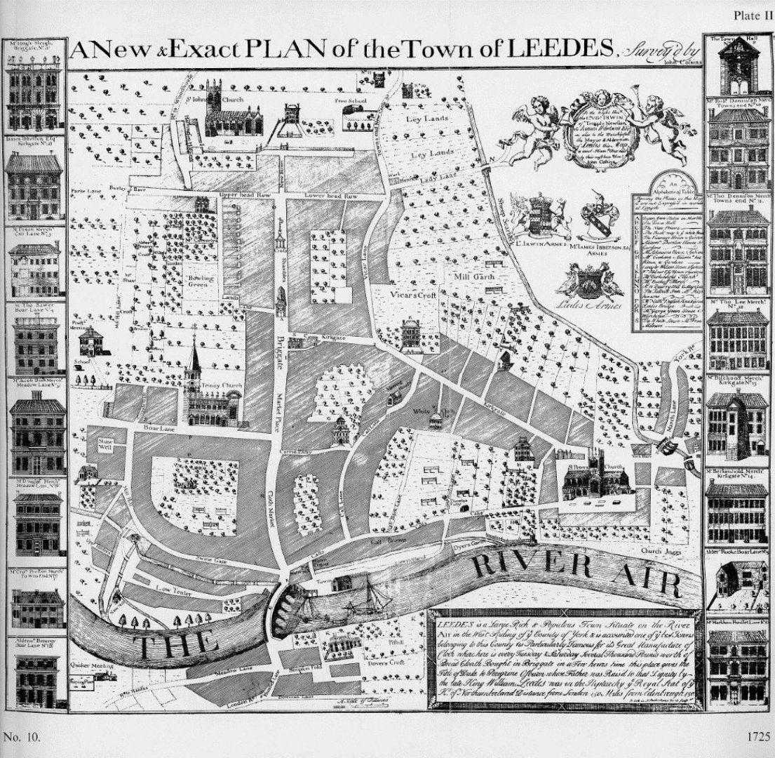 A old drawn map of Leeds - titled 'A New & Exact Plan of the Town of Leeds'
