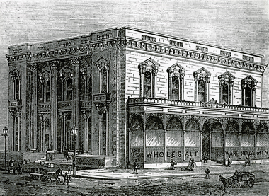 Reproduced lithograph of the Leeds Stock Exchange