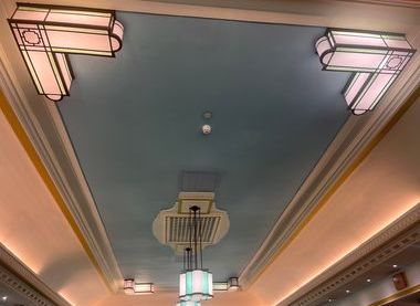 The Art Deco ceiling in the chamber