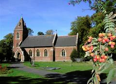 image of St James Church, with a tree in the foreground
