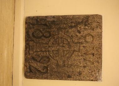 The capstone, brought from the cottage where St Columba lived in Iona in the 6th Century