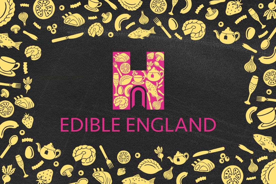 Heritage Open Days Edible England logo, surrounded by Edible themed icons.