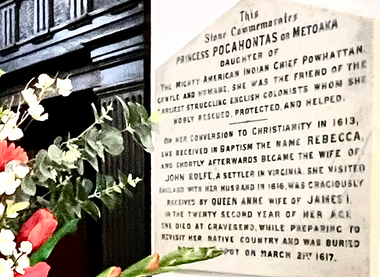 Plaque to Princess Pocahontas in St George's Church, Gravesend