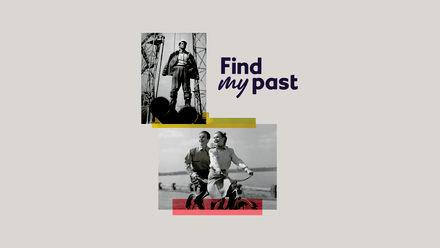 Findmypast logo framed by two historical image clippings