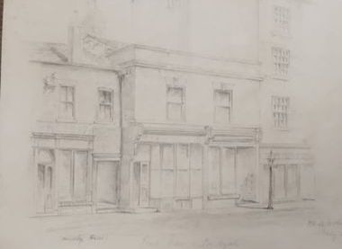 Thoresby's house sketched by WA Hobson in 1878 shortly before demolition
