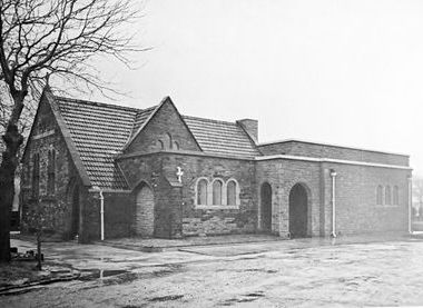 Agecroft Non-Conformist chapel during conversion to crematorium circa 1957
