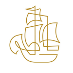 A logo showing a golden line drawing of a ship