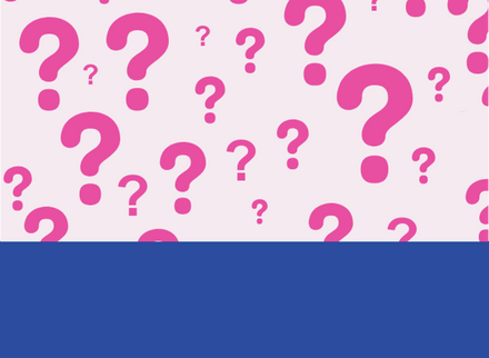 Multiple pink question marks.