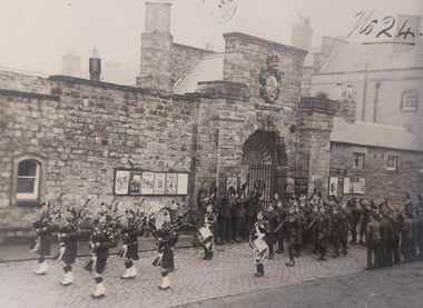 KOSB Museum - Parade in front of the Gates to the Barracks 