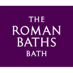 Logo showing text "The Roman Baths Bath" on a purple background