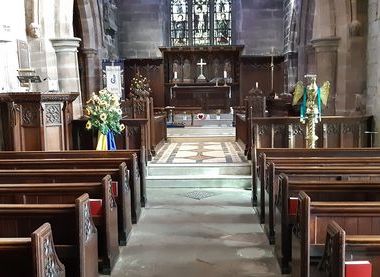 Centre aisle and altar.