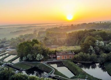 Ariel View of Foxton Canal Museum and the locks