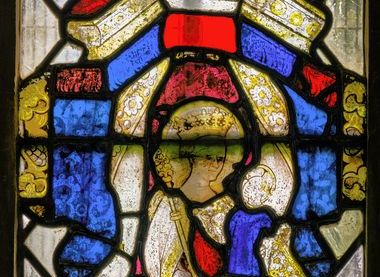 St Marys Lydiard Tregoze - stained glass St Mary & Christ child circa 1420 - John Thornton of Coventry 