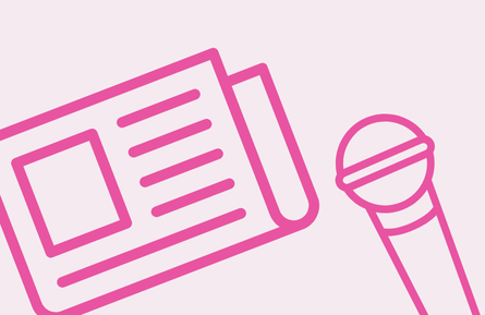 Media icons - newspaper and microphone.