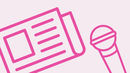 Media icons - newspaper and microphone.