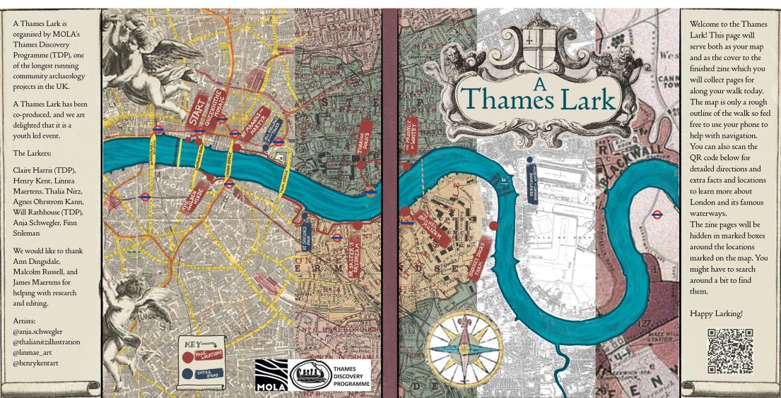 A map illustration of the Thames, the cover of A Thames Lark.