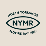 Logo showing the text "North Yorkshire Moors Railway" around the letters "NYMR" in a oval shape.