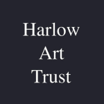Logo showing text "Harlow Art Trust" on a black background