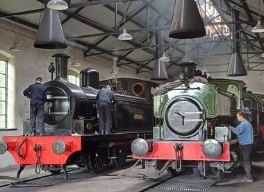 Preparing steam locos in Marley Hill shed, ready for the day's work