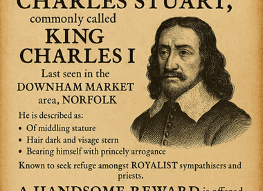 King Charles 1 wanted poster. English Civil War Society