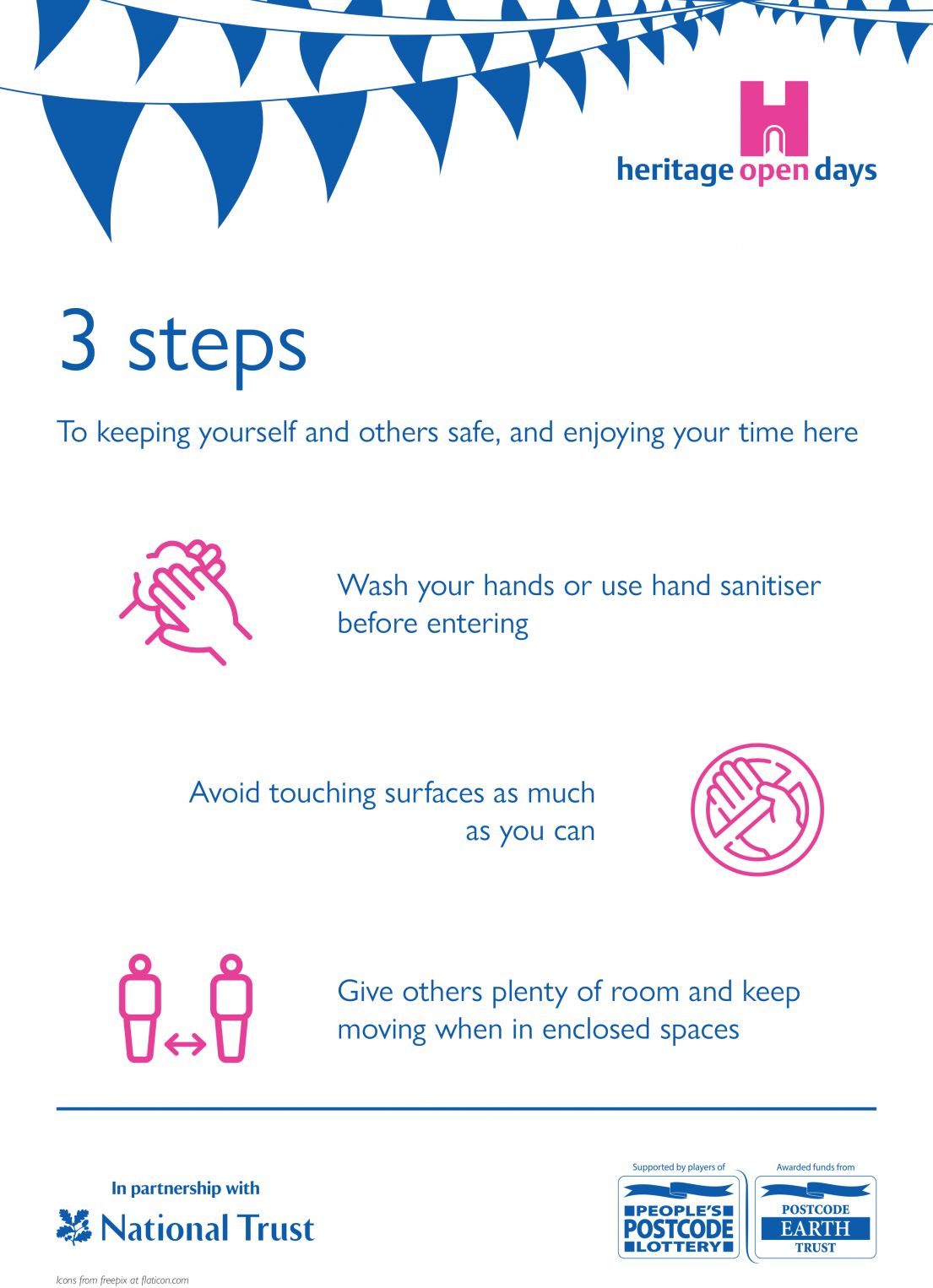 3 Steps poster - displaying how events could be COVID safe