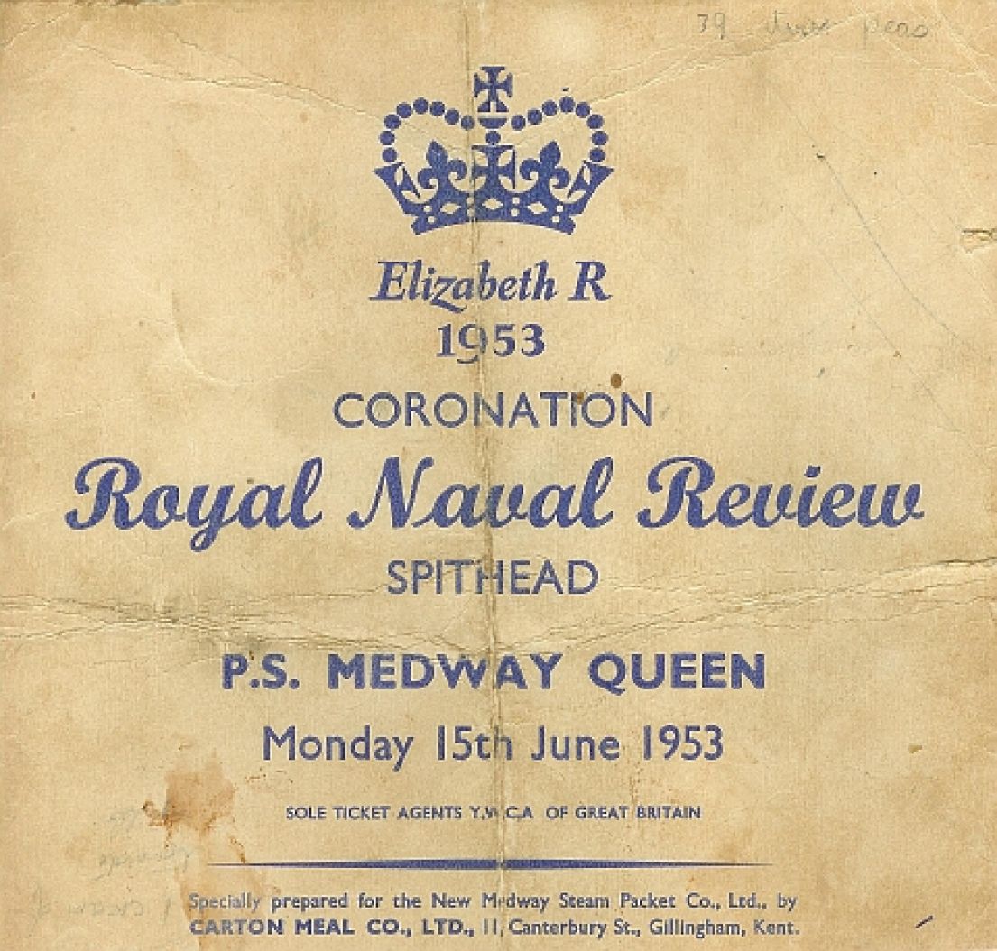 The lid to a lunch box for those who booked on the Medway Queen. This box created for the 1953 coronation.