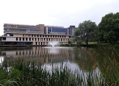 The University of Essex from the lake.