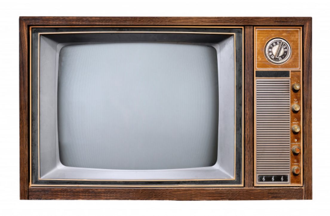 A vintage wooden box TV.