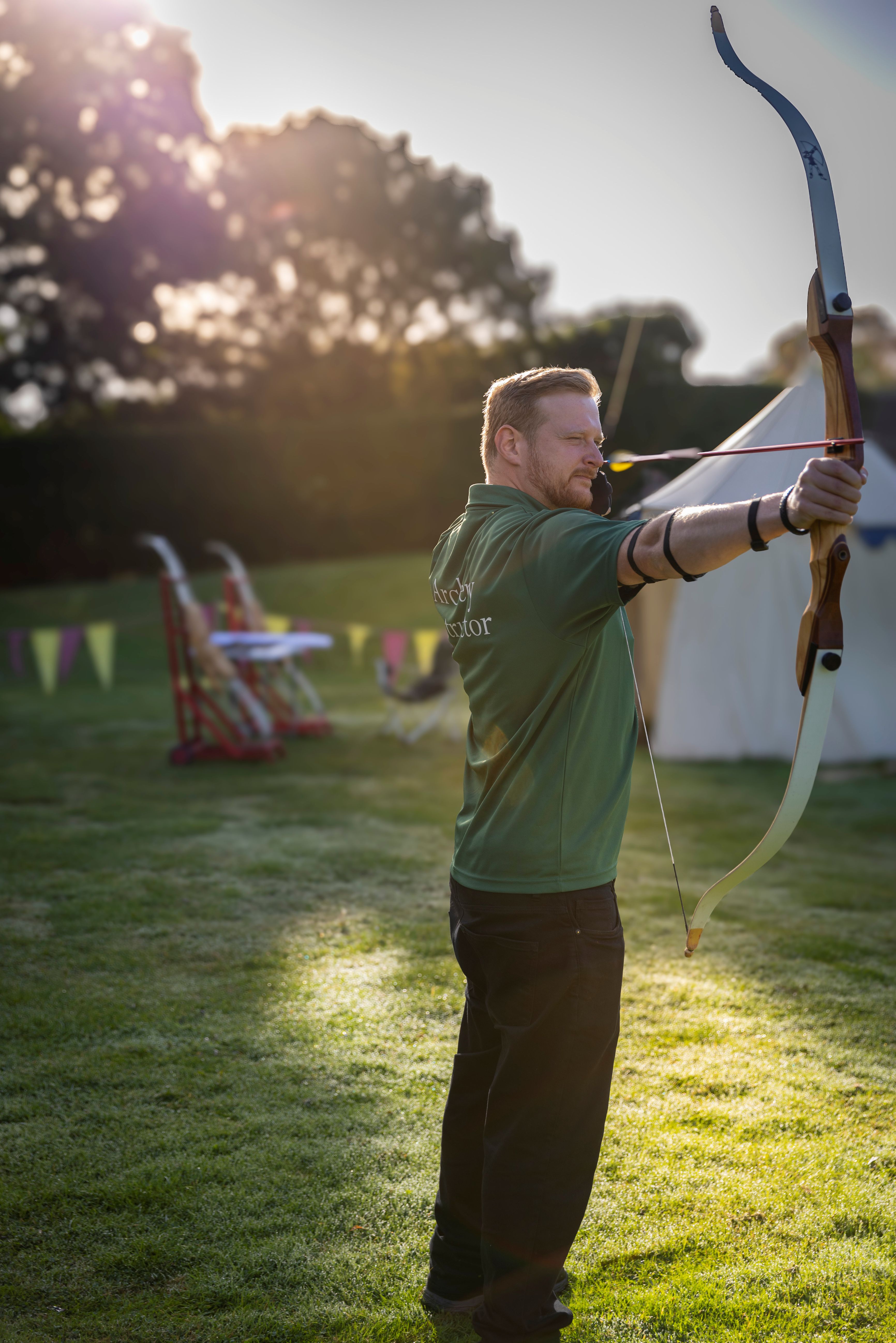 Archer standing ready to shoot.