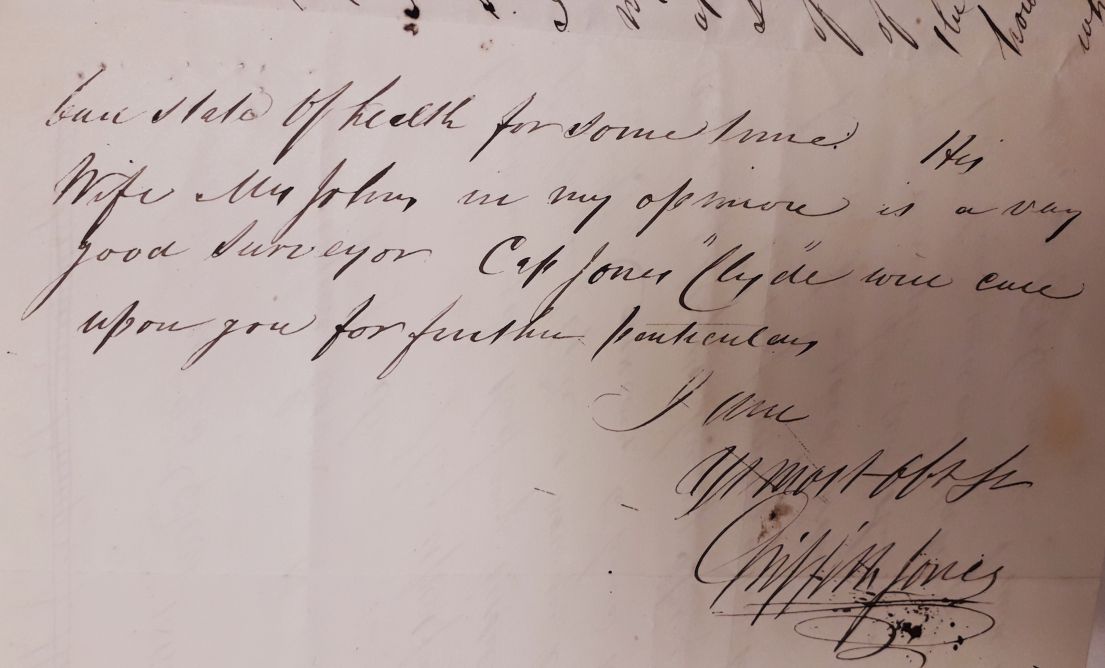 A cropped image of a handwritten letter, the handwriting is elaborate and hard to distinguish.