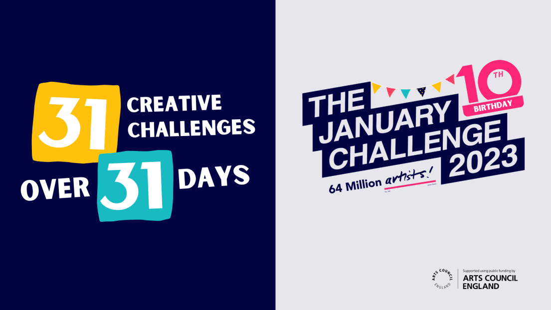 two logos - 31 creative challenges over 31 days. The January challenge 2023 10 year anniversary.